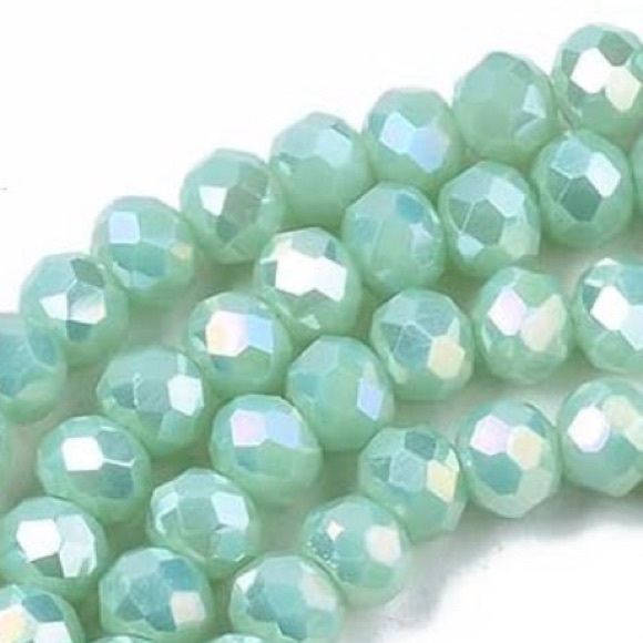 300 AB Milk Mint Green Crystal Glass Briolette Beads DIY JEWELRY MAKING BULK LOT - Picture 4 of 9